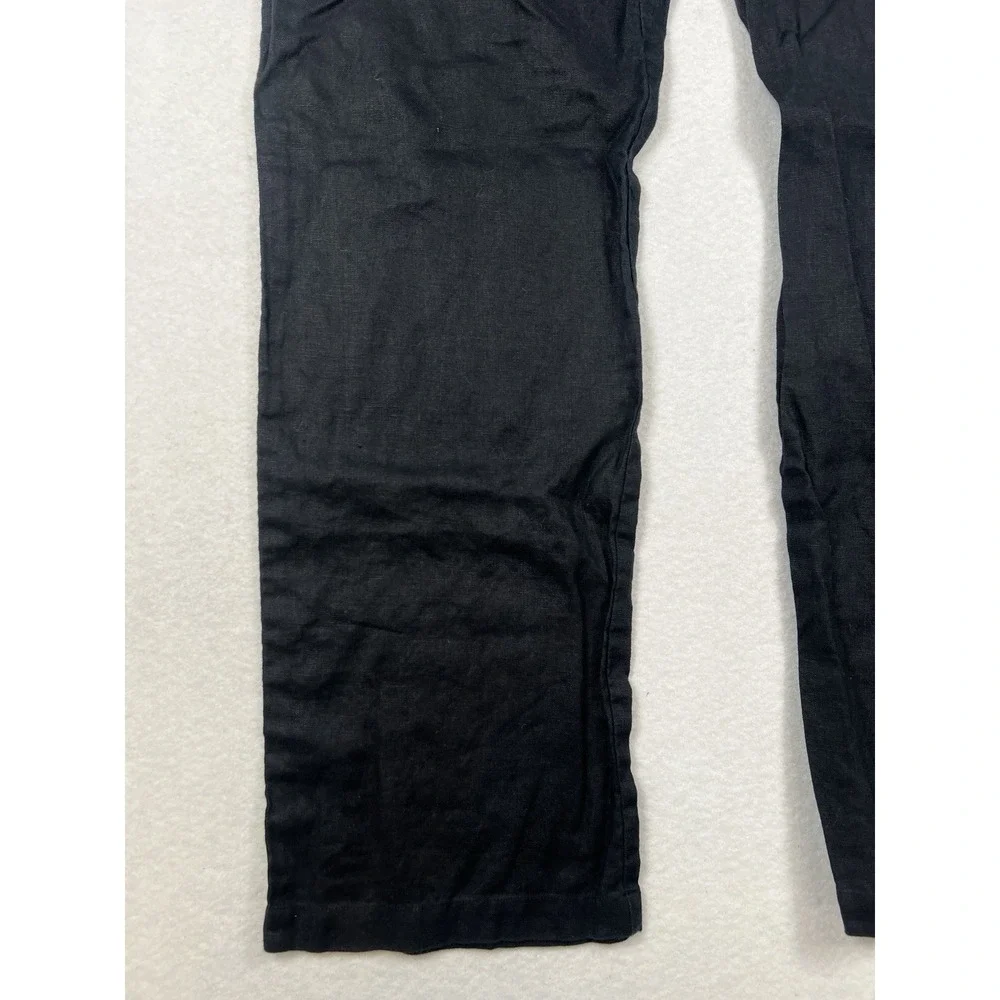 Reformation 100% Linen Pants Women's 6 Black Straight Leg High Rise Pleated Zip